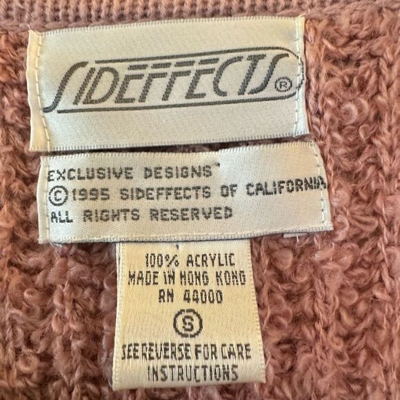 Side Effects Vintage Open Cardigan Sweater 80's Pink Womens Size Small - Picture 2 of 5
